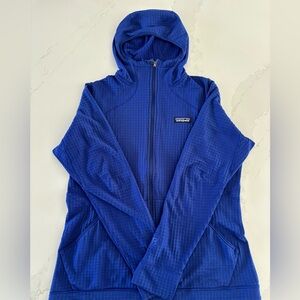 Patagonia Womens R1 Hoodie size large, blue, in good used condition